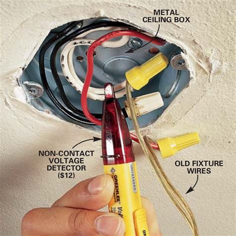 installing electrical box for ceiling light|installing light fixture wires.